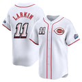 C.Reds #11 Barry Larkin Player White Speedway Classic Home Limited Hdoa Stitched Jerseys