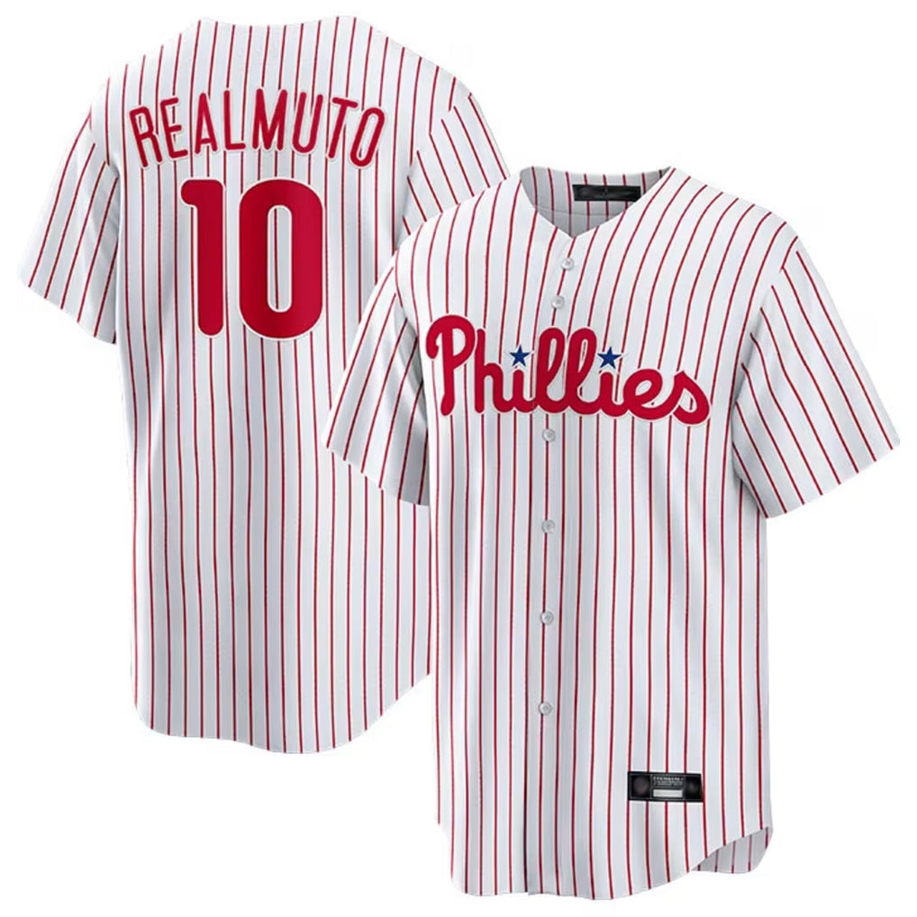 P.Phillies #10 J.T. Realmuto Player White Home Game Hdoa Stitched Jerseys