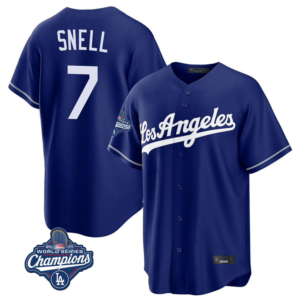 LA.Dodgers #7 Blake Snell Player Royal Game World Series Meet Hdoa Stitched Jerseys
