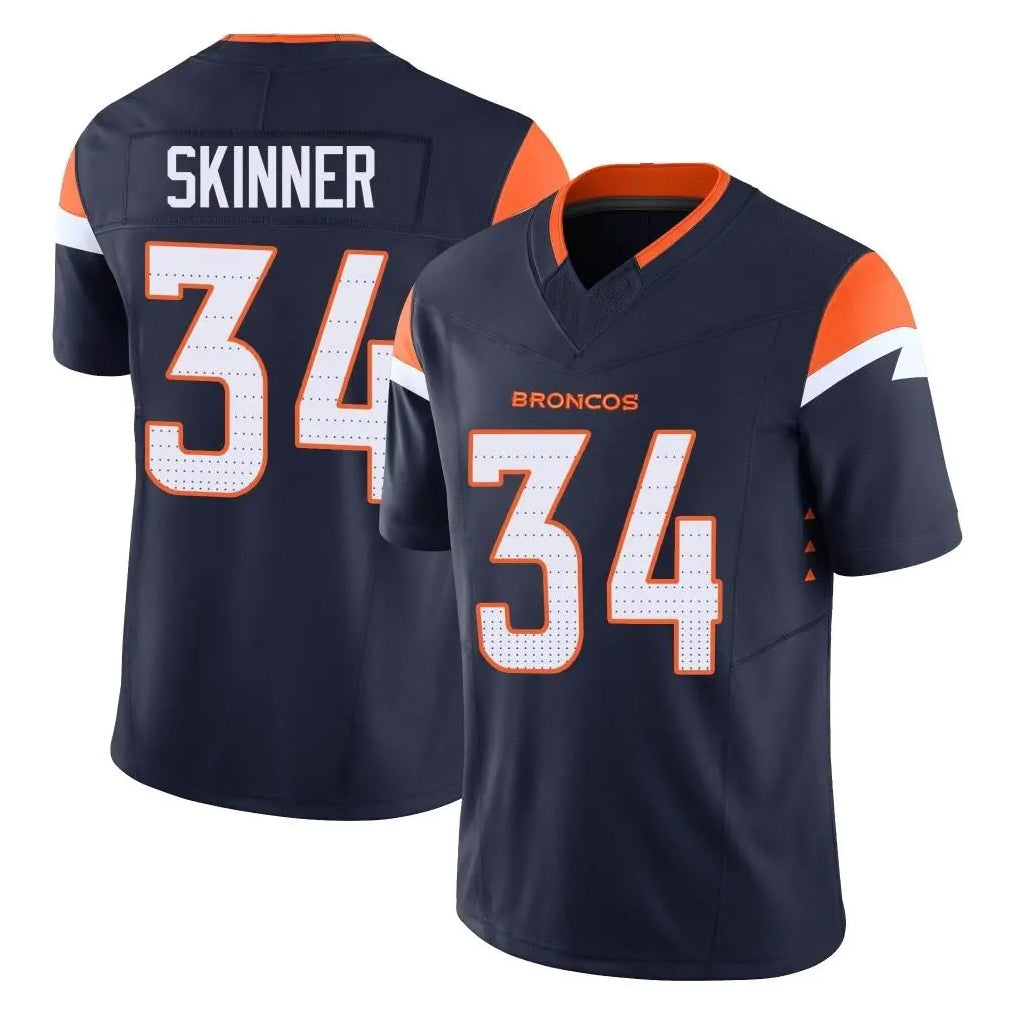 D.Broncos #34 JL Skinner Player Navy Limited Vapor F.U.S.E. Home Game Hdoa Stitched Jerseys