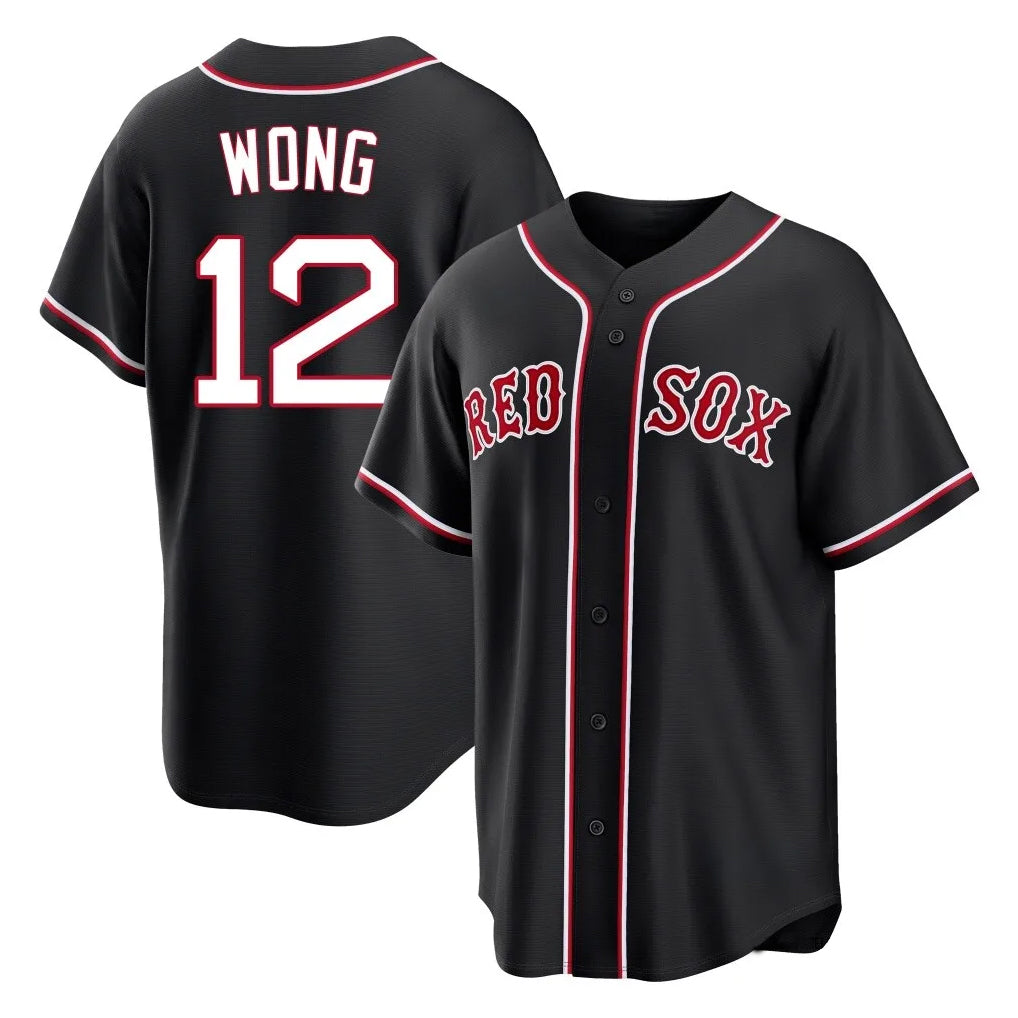 B.Red Sox #12 Connor Wong Player Black Out Home Game Hdoa Stitched Jerseys