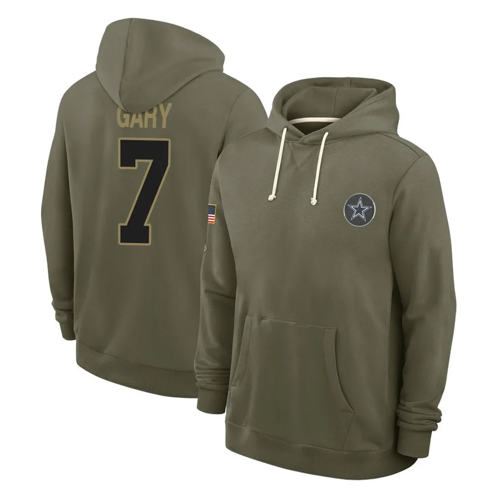 D.Cowboys #7 Rashan Gary Player Olive Salute to Service Pullover Hoodies Limited Hdoa Stitched Jerseys