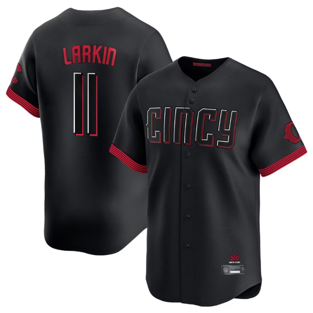 C.Reds #11 Barry Larkin Player Black City Connect Home Limited Hdoa Stitched Jerseys