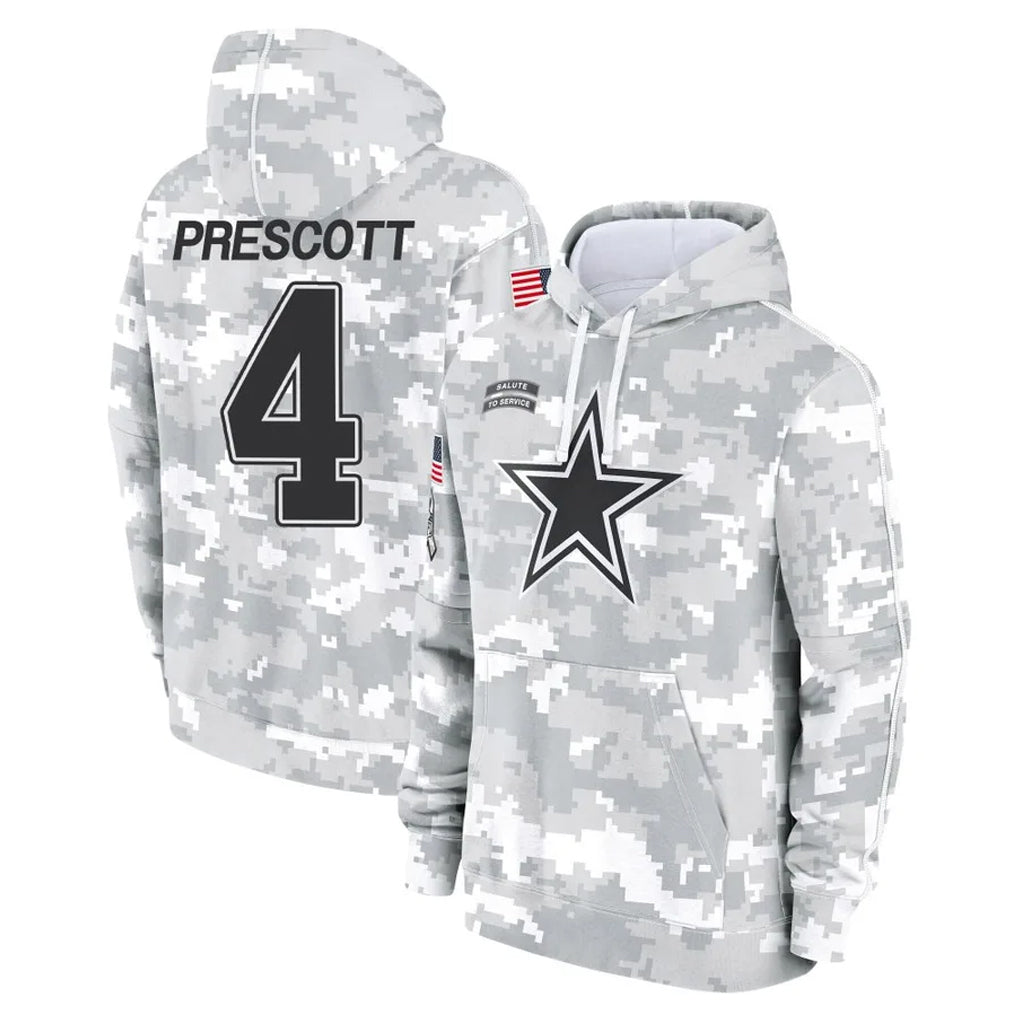 D.Cowboys #4 Dak Prescott Player Arctic Camo Salute to Service Hoodies Limited Game Hdoa Stitched Jerseys