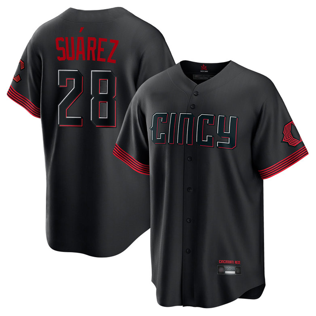 C.Reds #28 Eugenio Su¨¢rez Player Black City Connect Home Game Hdoa Stitched Jerseys