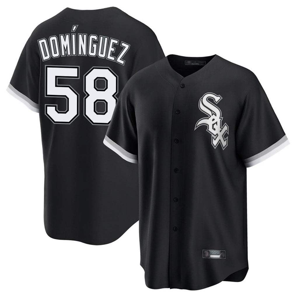 C.White Sox #58 Seranthony Dom¨ªnguez Player Black Home Game Hdoa Stitched Jerseys