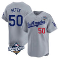 LA.Dodgers #50 Mookie Betts Player Gray World Series Limited Home Hdoa Stitched Jerseys