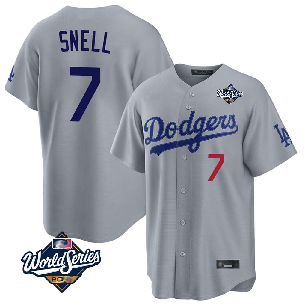LA.Dodgers #7 Blake Snell Player Gray Game World Series Home Hdoa Stitched Jerseys