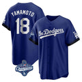 LA.Dodgers #18 Yoshinobu Yamamoto Player Royal World Series Meet City Connect Home Game Hdoa Stitched Jerseys