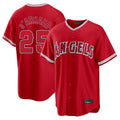 LA.Angels #25 Travis d'Arnaud Player Red Home Game Hdoa Stitched Jerseys