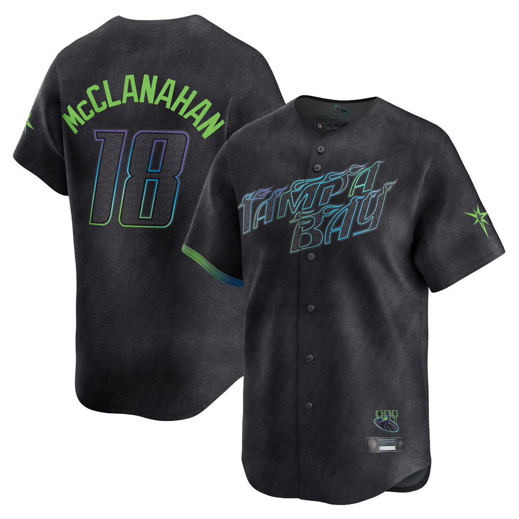 T.Bay Rays #18 Shane McClanahan Player Black City Connect Home Limited Hdoa Stitched Jerseys