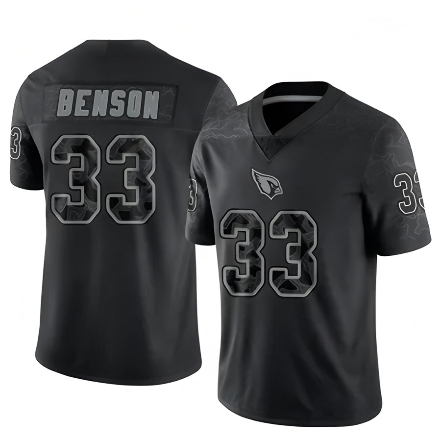 A.Cardinals #33 Trey Benson Player Black RFLCTV Limited Hdoa Stitched Jerseys