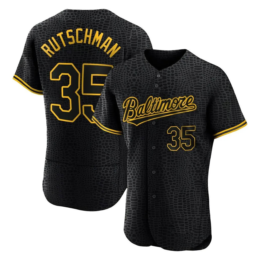 B.Orioles #35 Adley Rutschman Player Black Snake Skin City Limited Elite Home Hdoa Stitched Jerseys