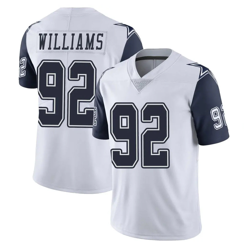 D.Cowboys #92 Quinnen Williams Player White-Navy Limited Color Rush Vapor Untouchable Home Game Hdoa Stitched Jerseys