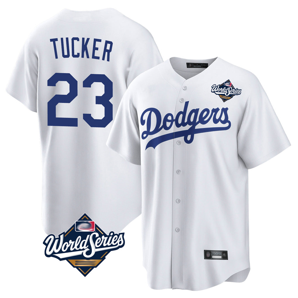 LA.Dodgers #23 Kyle Tucker Player White World Series Game Home Hdoa Stitched Jerseys