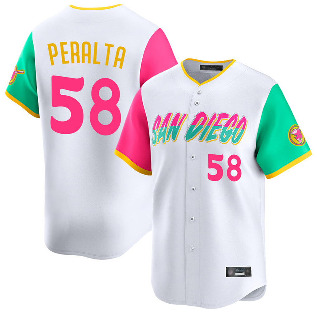 S.Diego Padres #58 Wandy Peralta Player White City Connect Home Limited Hdoa Stitched Jerseys