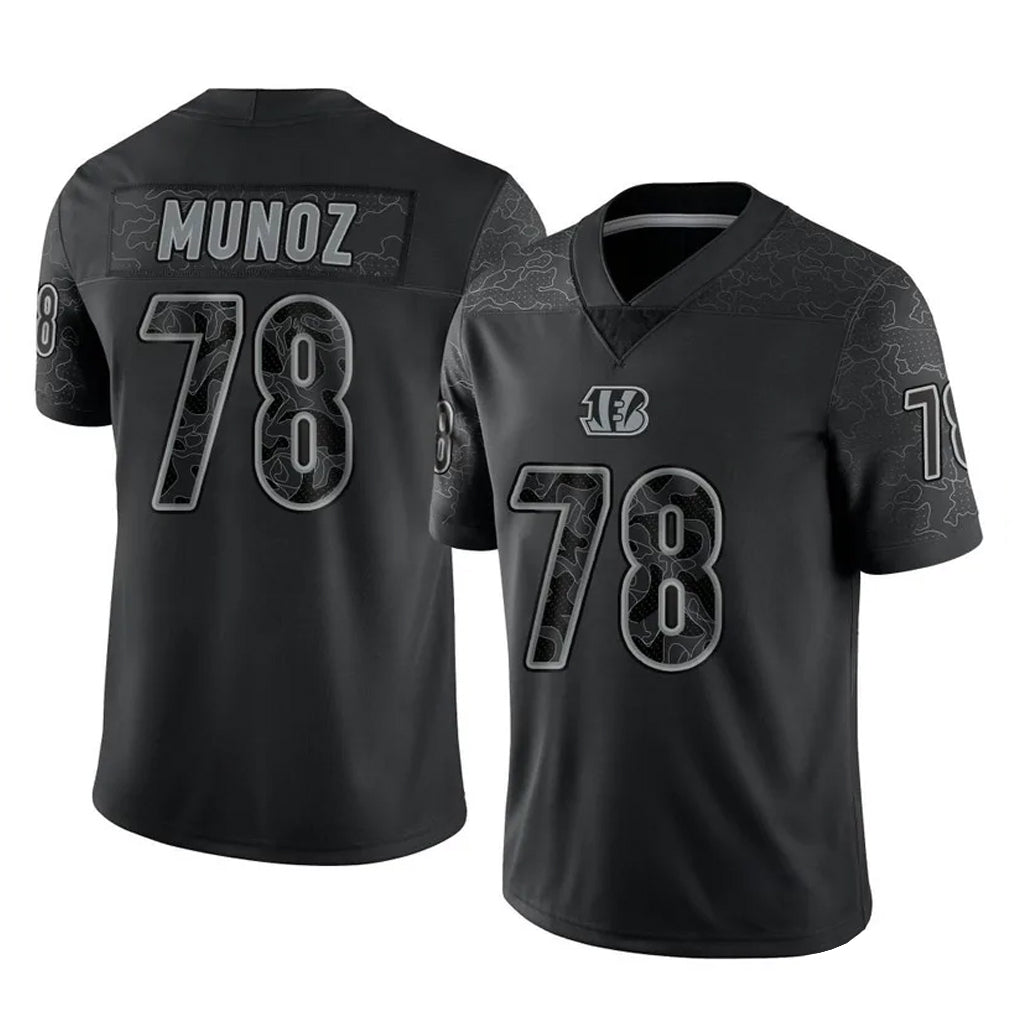 C.Bengals #78 Anthony Munoz Player Black Reflective Limited Game Hdoa Stitched Jerseys