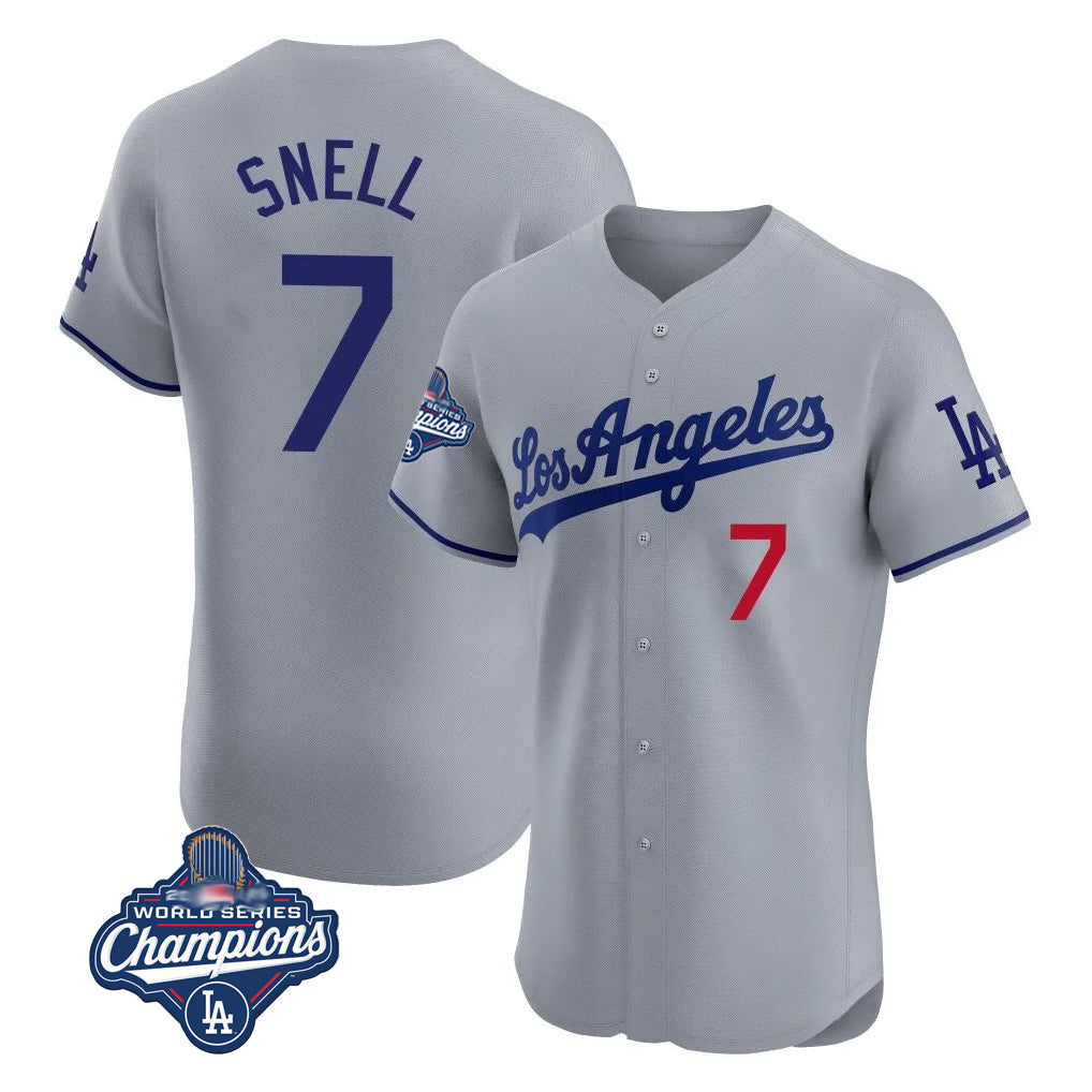 LA.Dodgers #7 Blake Snell Player Gray World Series Meet Limited Elite Home Hdoa Stitched Jerseys