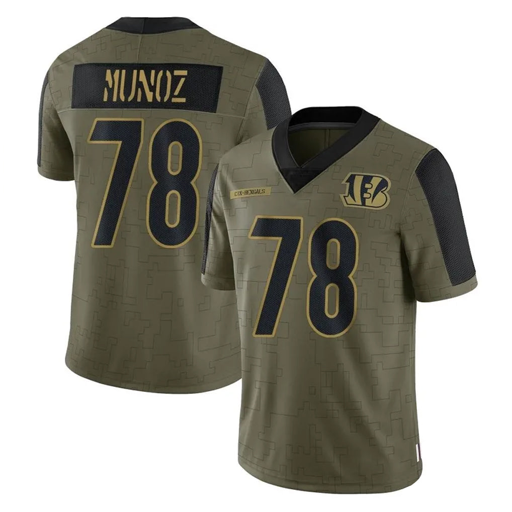 C.Bengals #78 Anthony Munoz Player Olive Salute to Service Game Hdoa Stitched Jerseys