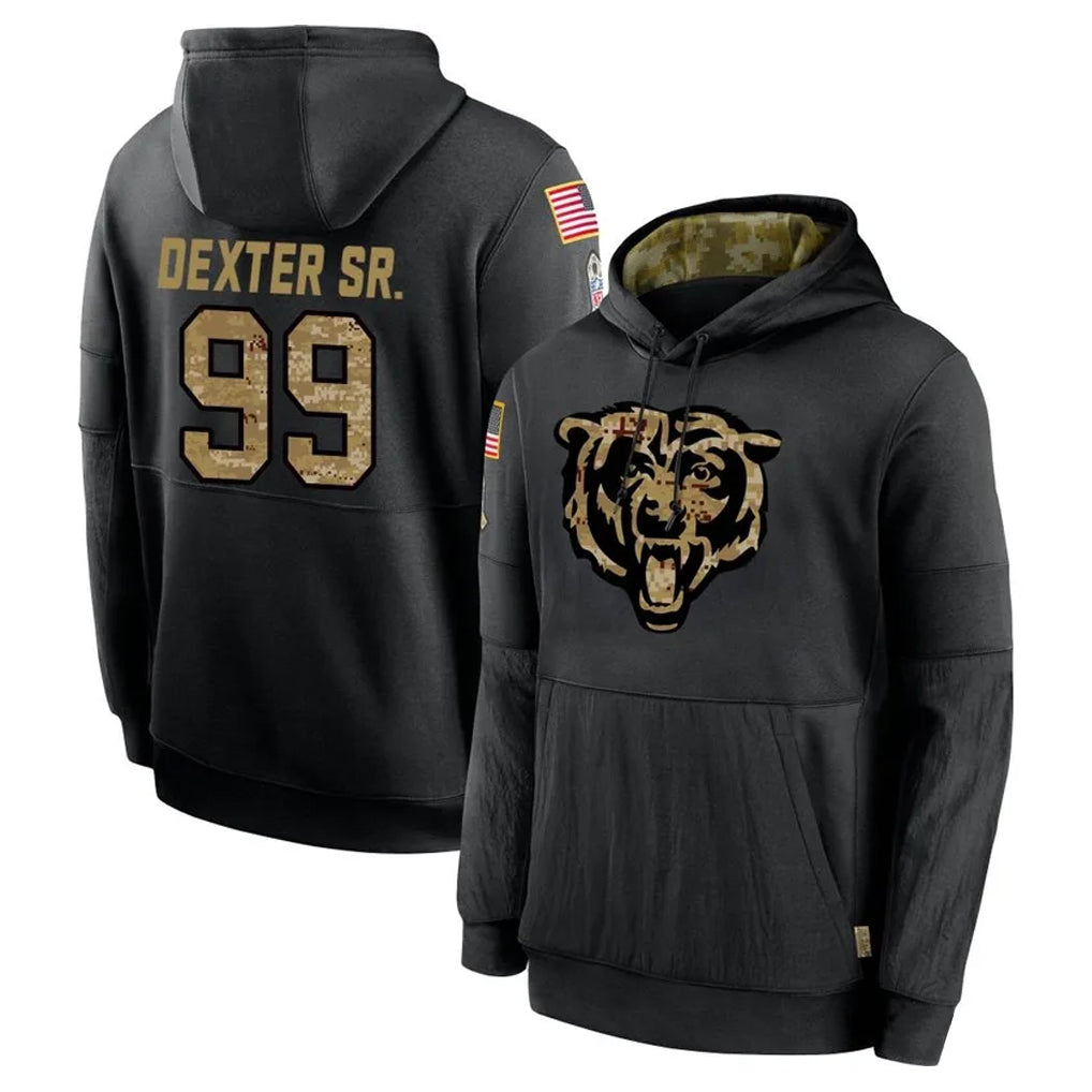 C.Bears #99 Gervon Dexter Sr. Player Black Salute to Service Pullover Hoodies Limited Hdoa Stitched Jerseys