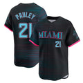 M.Marlins #21 Graham Pauley Player Black City Connect Home Limited Hdoa Stitched Jerseys