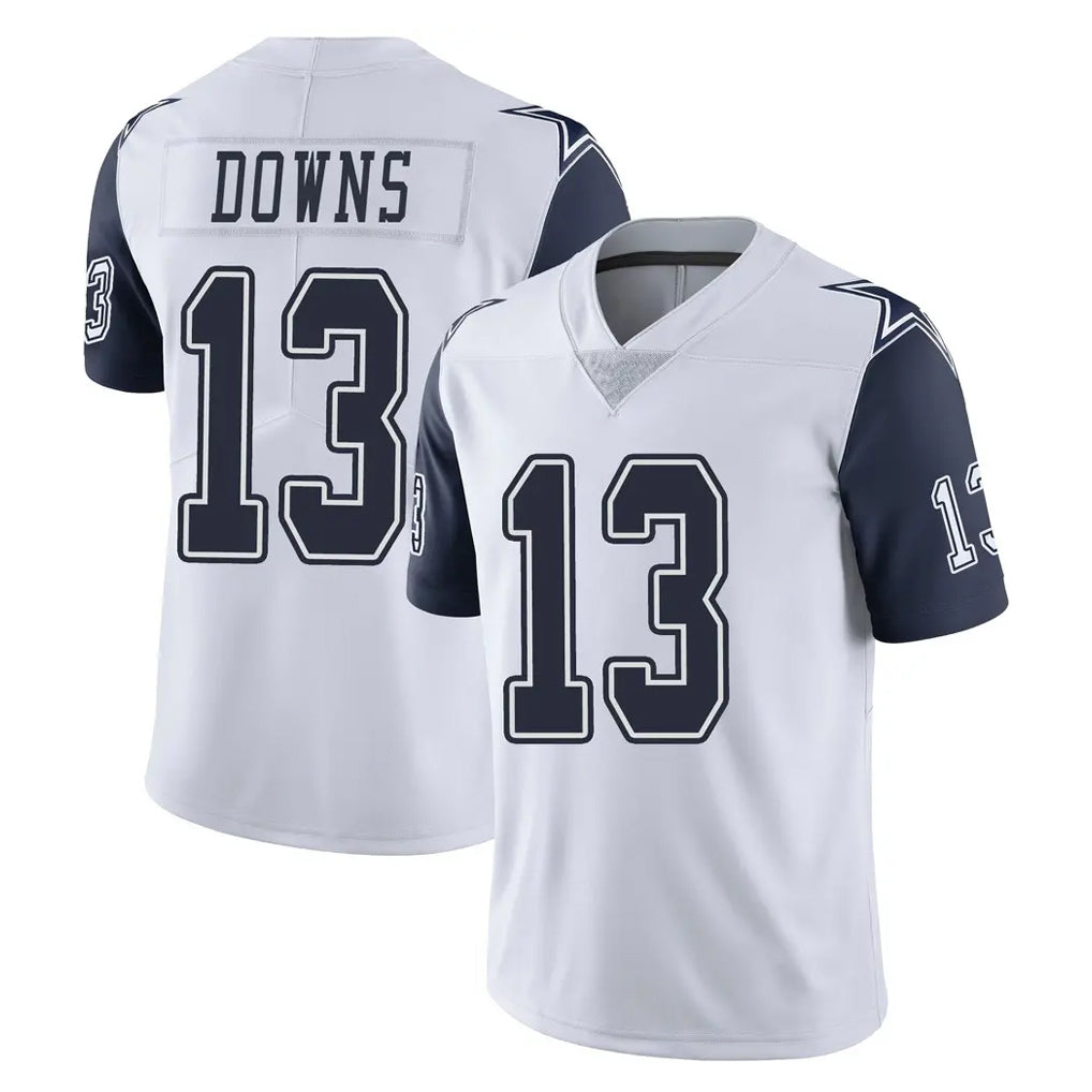 D.Cowboys #13 Caleb Downs Player White-Navy Limited Color Rush Vapor Untouchable Home Game Hdoa Stitched Jerseys