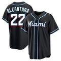 M.Marlins #22 Sandy Alcantara Player Black Fashion Out Home Game Hdoa Stitched Jerseys