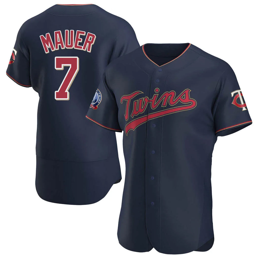 M.Twins #7 Joe Mauer Player Navy 60th Home Limited Elite Hdoa Stitched Jerseys