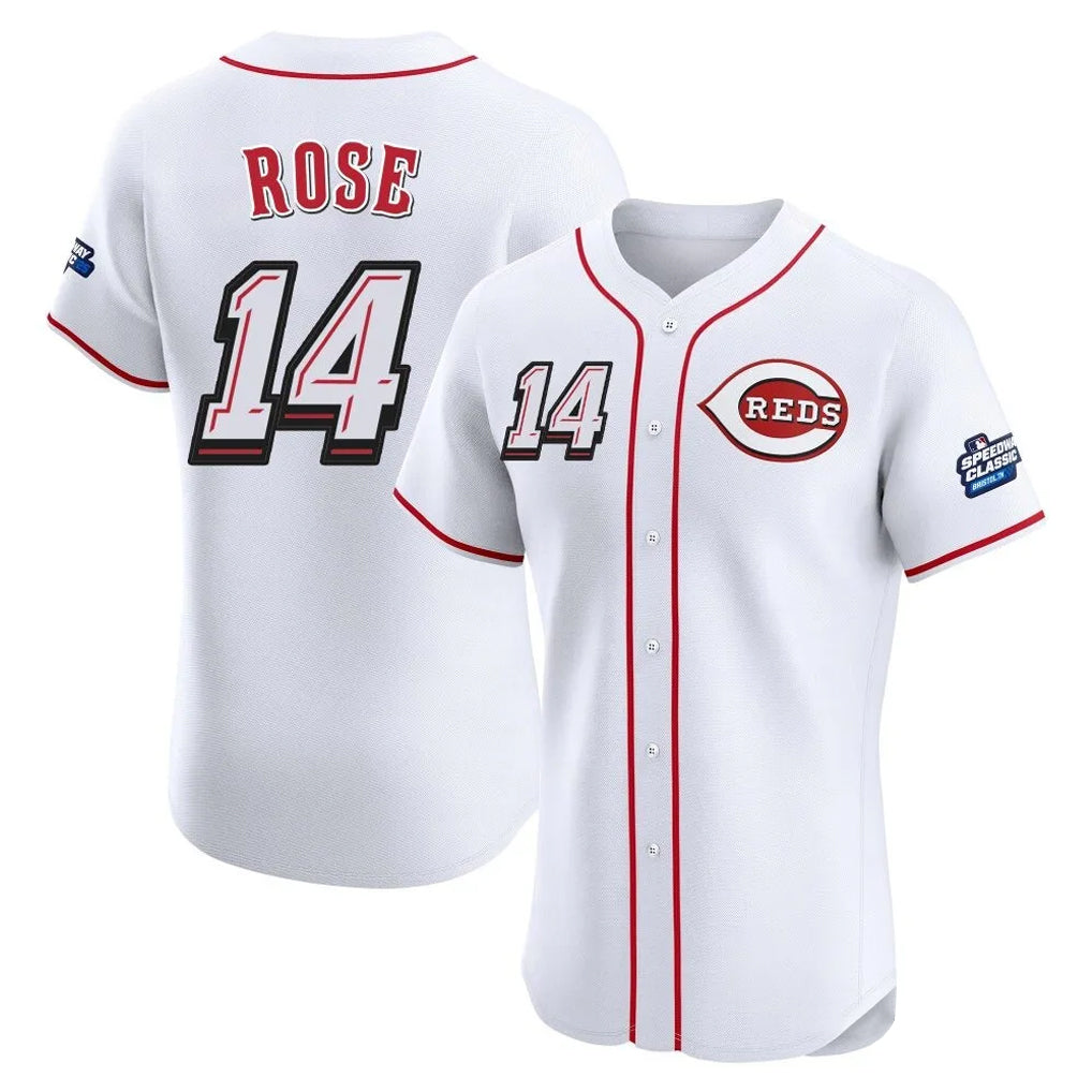C.Reds #14 Pete Rose Player White Speedway Classic Limited Elite Home Hdoa Stitched Jerseys