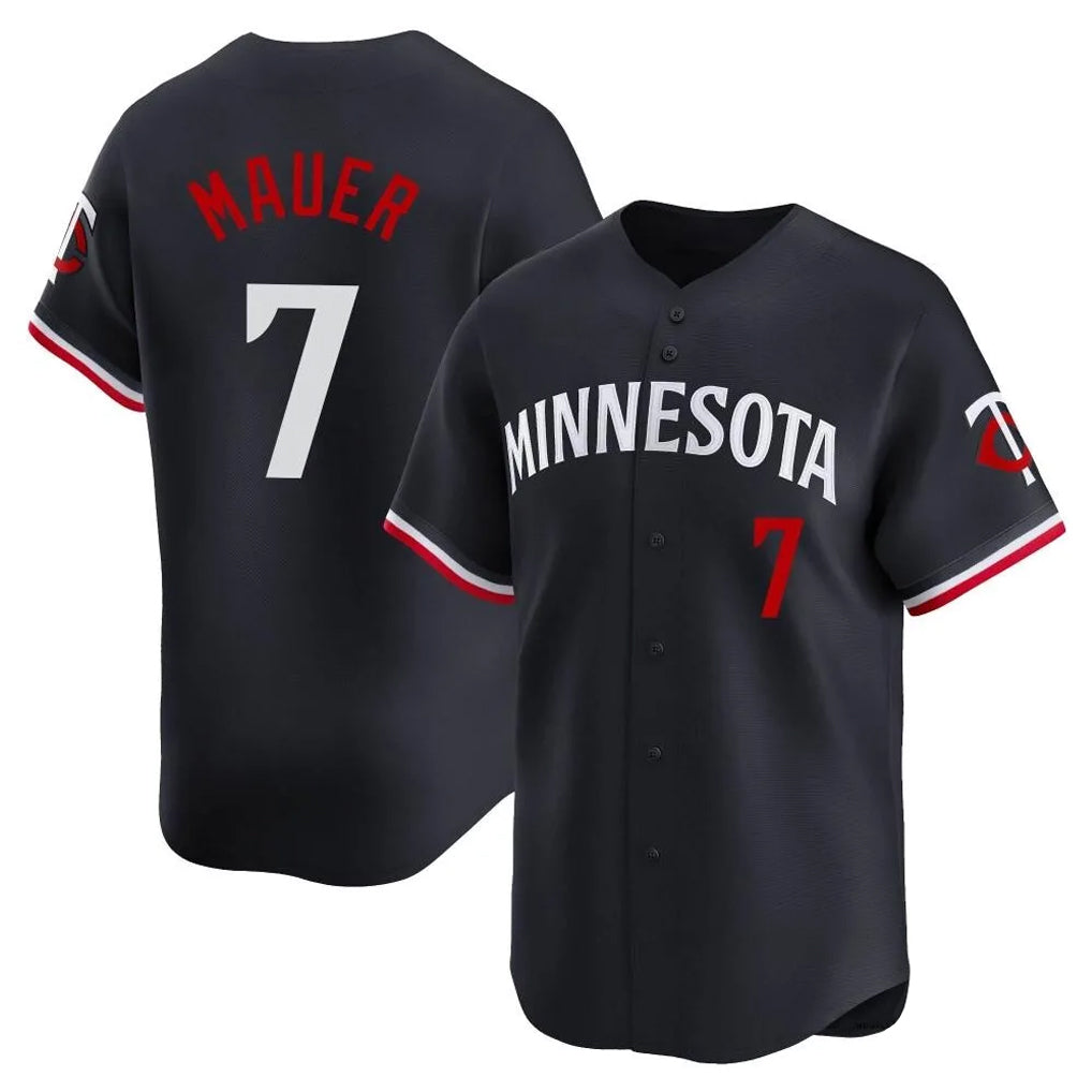 M.Twins #7 Joe Mauer Player Navy Home Limited Hdoa Stitched Jerseys