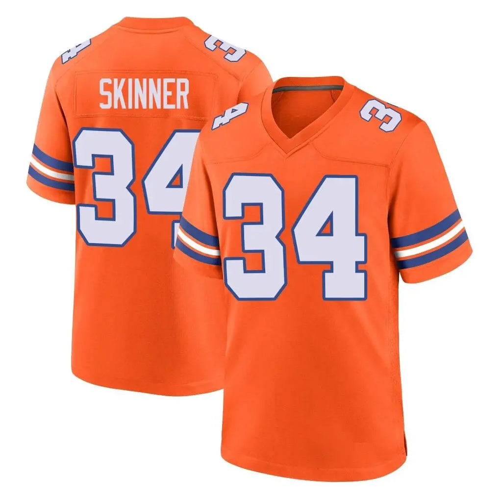 D.Broncos #34 JL Skinner Player Orange Alternate Collection Throwback Game Hdoa Stitched Jerseys