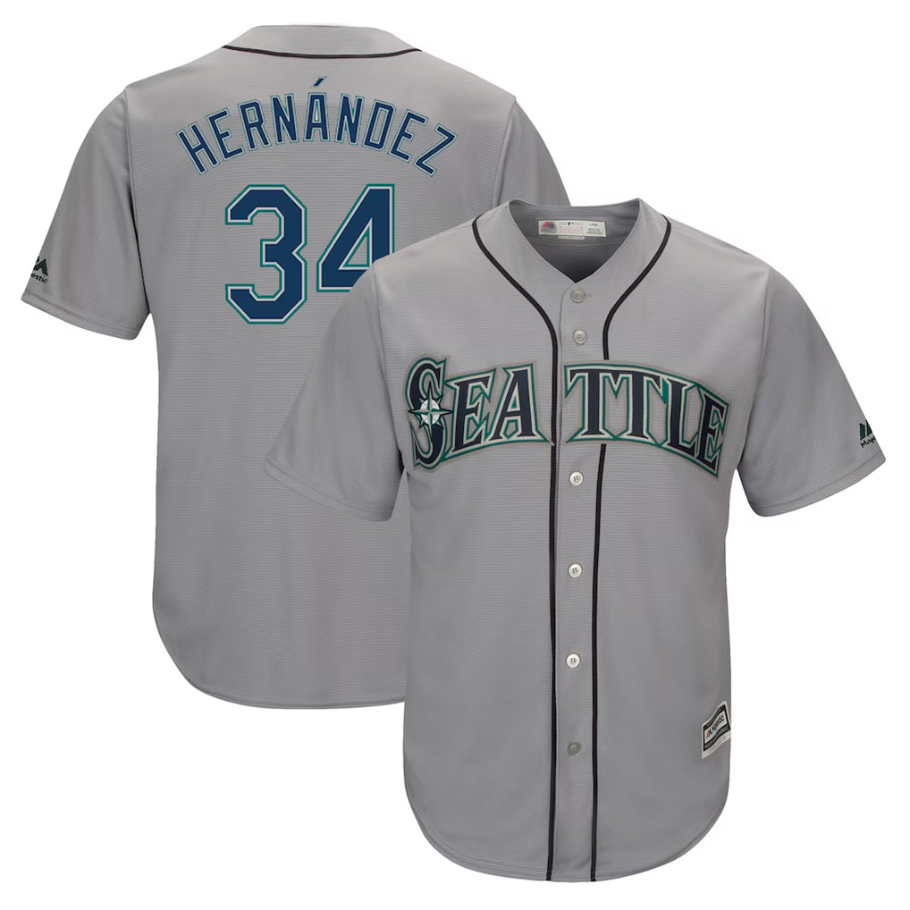 S.Mariners #34 Felix Hernandez Player Gray Majestic Home Cool Base Limited Hdoa Stitched Jerseys