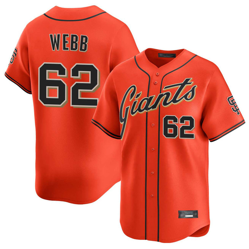 SF.Giants #62 Logan Webb Player Orange Home Limited Hdoa Stitched Jerseys