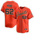 SF.Giants #62 Logan Webb Player Orange Home Limited Hdoa Stitched Jerseys