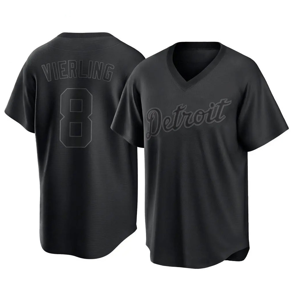 D.Tigers #8 Matt Vierling Player Black T-shirt Home Game Hdoa Stitched Jerseys