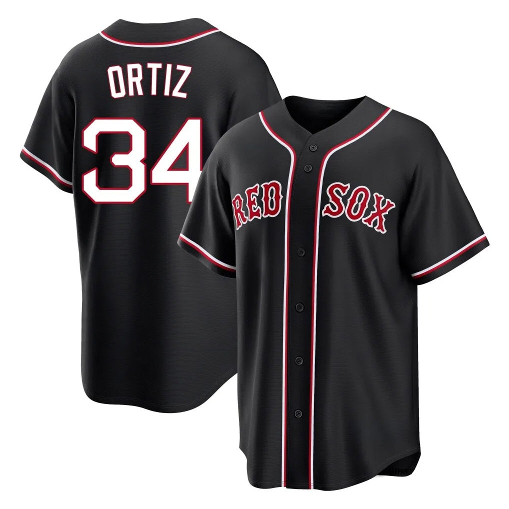 B.Red Sox #34 David Ortiz Player Black Out Home Game Hdoa Stitched Jerseys