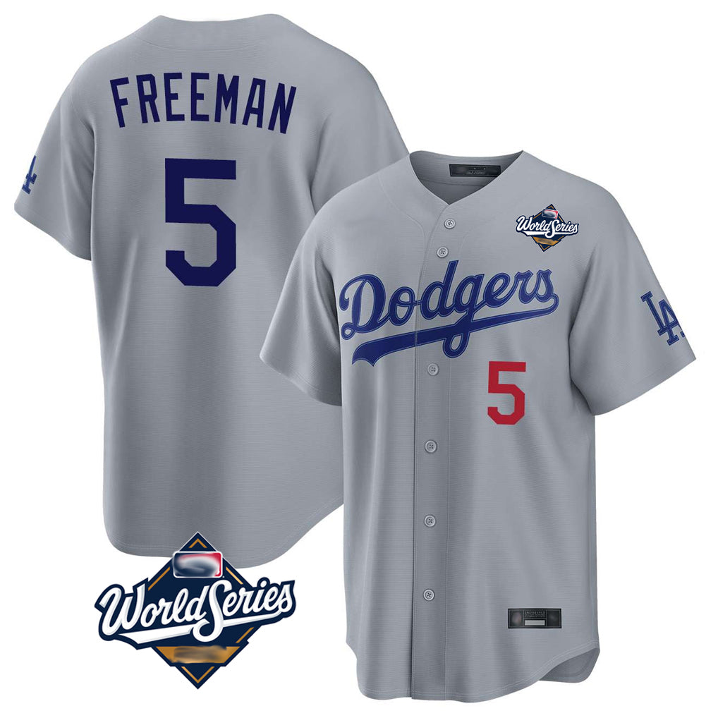 LA.Dodgers #5 Freddie Freeman Player Gray World Series Game Home Hdoa Stitched Jerseys