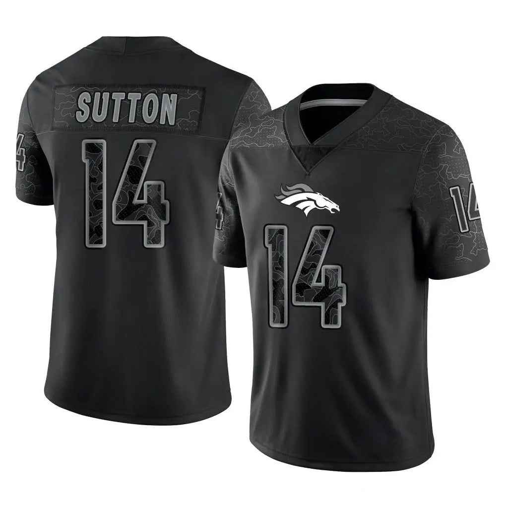 D.Broncos #14 Courtland Sutton Player Black Reflective Limited Hdoa Stitched Jerseys