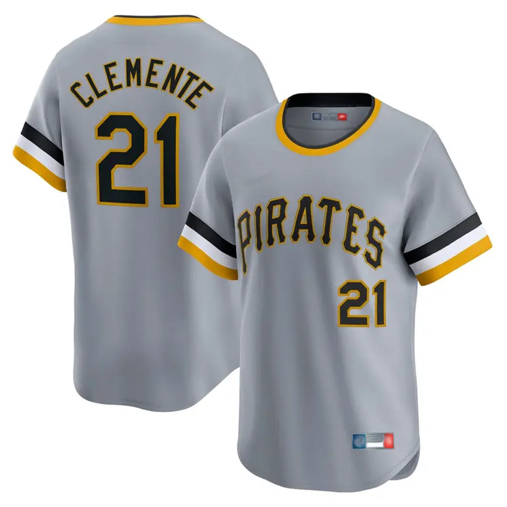 P.Pirates #21 Roberto Clemente Player Gray Throwback Cooperstown Collection Limited T-shirt Hdoa Stitched Jerseys