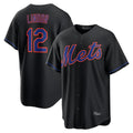 NY.Mets #12 Francisco Lindor Player Black Alternate Home Game Hdoa Stitched Jerseys
