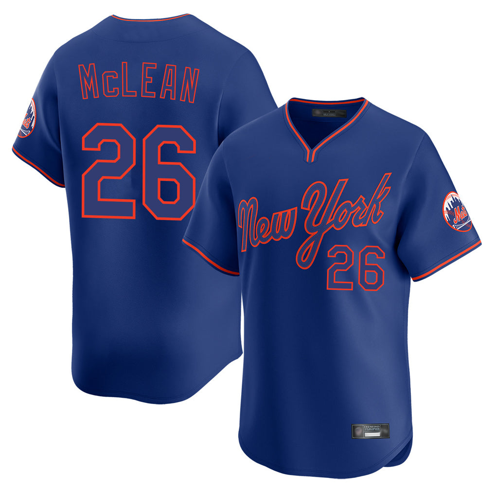 NY.Mets #26 Nolan McLean Player Royal T-shirt Home Limited Elite Hdoa Stitched Jerseys