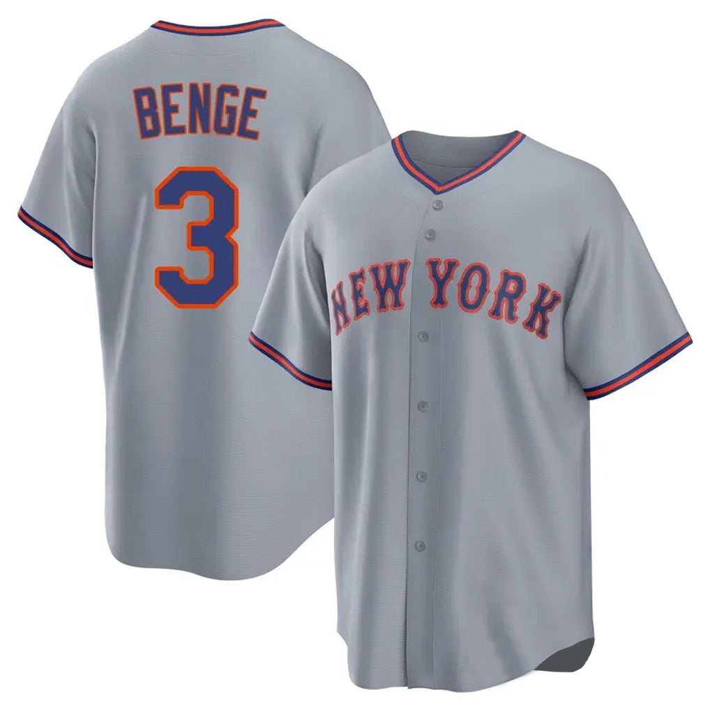 NY.Mets #3 Carson Benge Player Gray Road Home Game Hdoa Stitched Jerseys