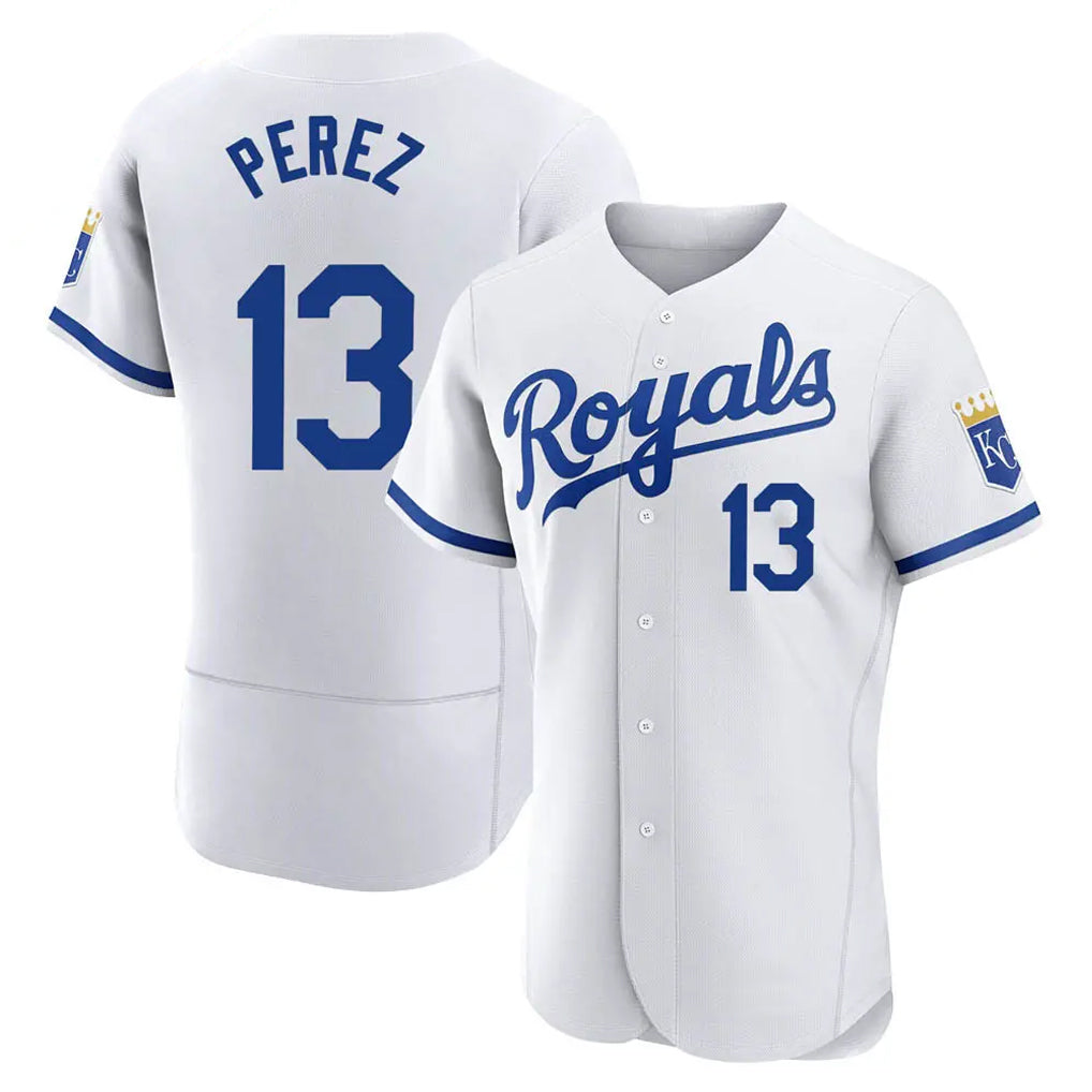 KC.Royals #13 Salvador Perez Player White Limited Elite Home Game Hdoa Stitched Jerseys