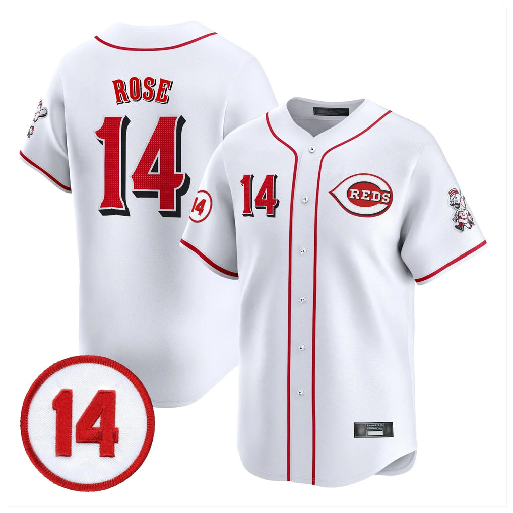 C.Reds #14 Pete Rose Player White Vapor Premier Limited Home Hdoa Stitched Jerseys