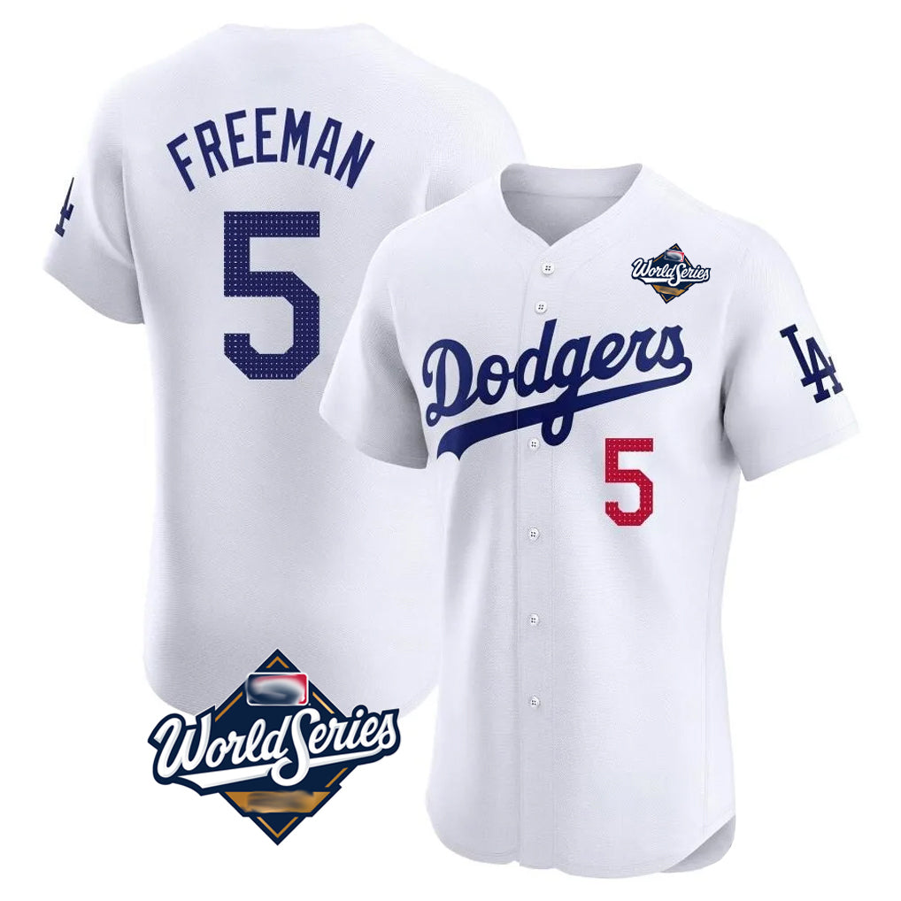 LA.Dodgers #5 Freddie Freeman Player White World Series Limited Elite Home Hdoa Stitched Jerseys