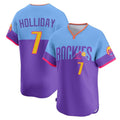 C.Rockies #7 Matt Holliday Player Purple-Light Blue City Connect Limited Home T-shirt Hdoa Stitched Jerseys