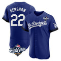 LA.Dodgers #22 Clayton Kershaw Player Royal World Series City Connect Elite Home Hdoa Stitched Jerseys