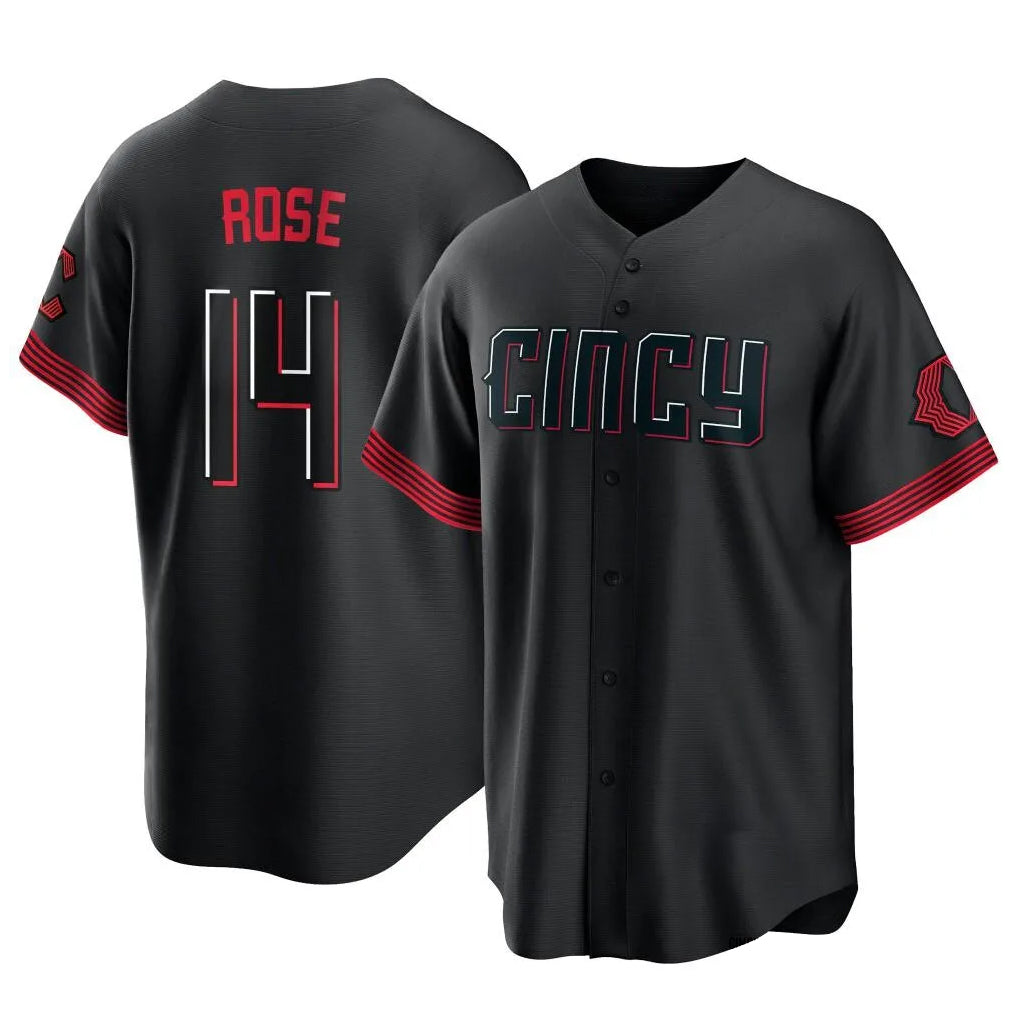 C.Reds #14 Pete Rose Player Black City Connect Home Game Hdoa Stitched Jerseys