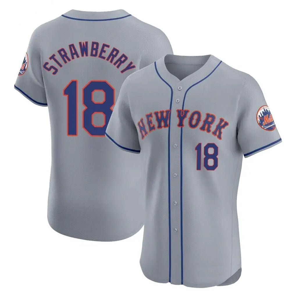 NY.Mets #18 Darryl Strawberry Player Gray Road Limited Elite Home Hdoa Stitched Jerseys