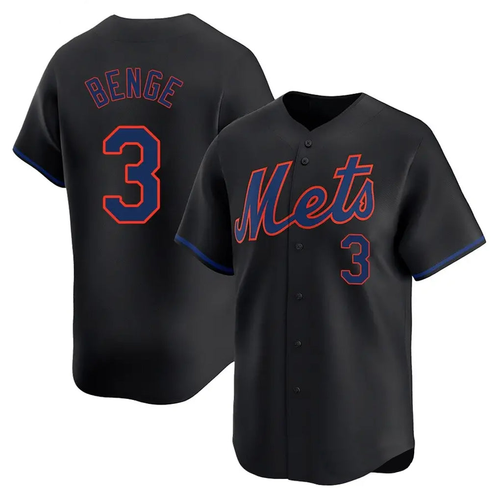 NY.Mets #3 Carson Benge Player Black Alternate Home Limited Hdoa Stitched Jerseys